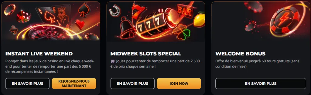 Offres Promotionnelles chez Instant Casino